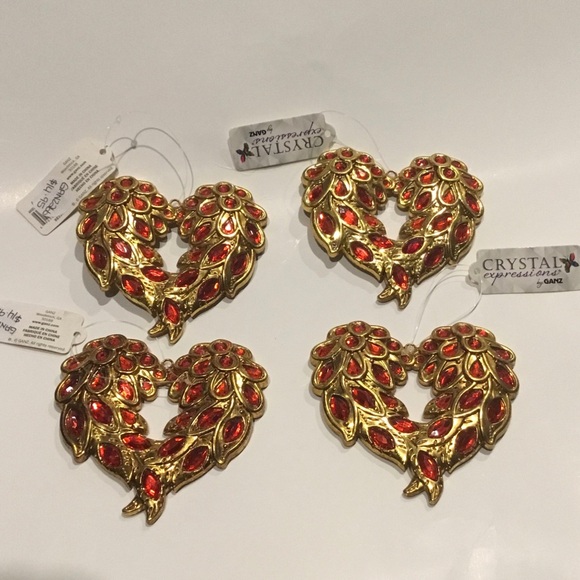 Crystal Expressions by Ganz Set of 4 decorations Gold tone - Picture 1 of 4